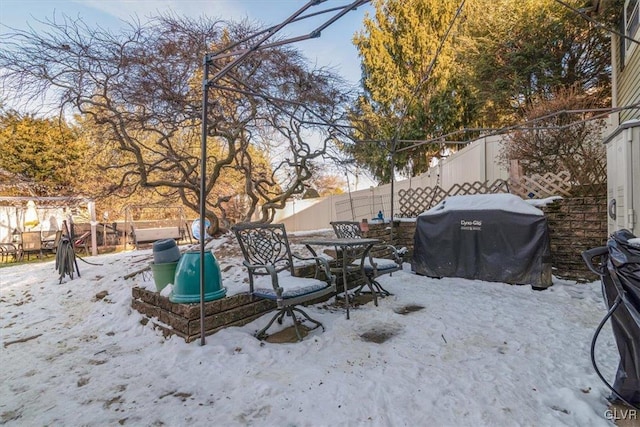 view of yard covered in snow