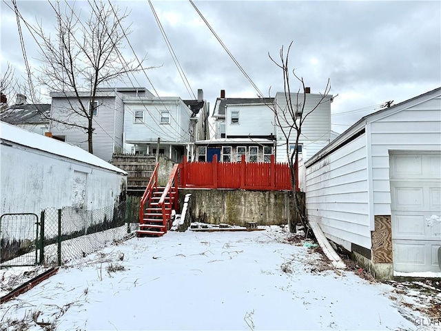 view of snow covered property