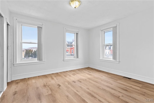 unfurnished room featuring light hardwood / wood-style floors