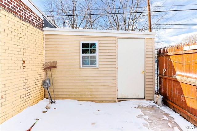 view of snow covered structure