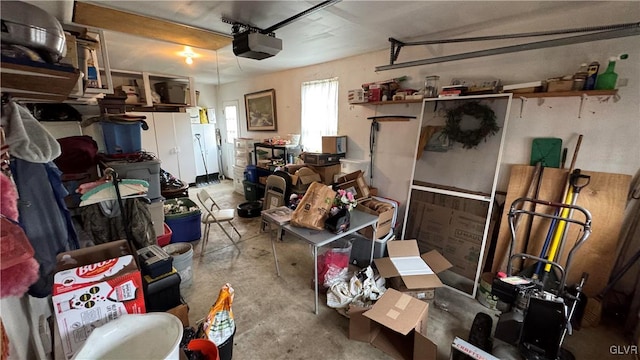 garage with a garage door opener