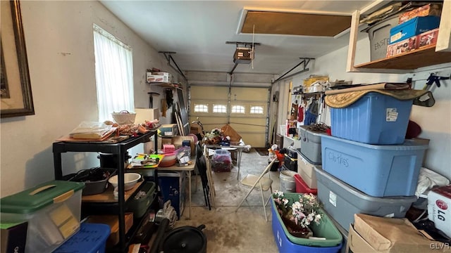 garage with a garage door opener