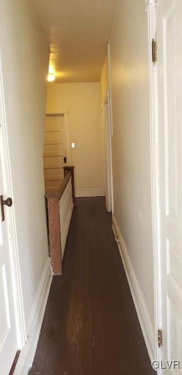 corridor with dark wood-type flooring