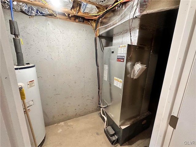 utility room with gas water heater