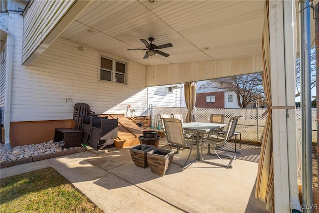 view of patio / terrace featuring ceiling fan