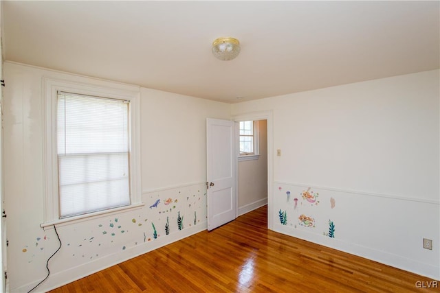 spare room with wood-type flooring