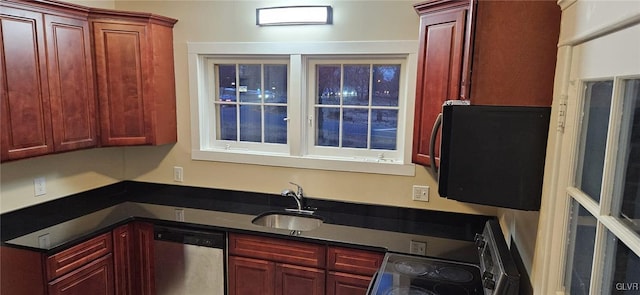 kitchen with sink, stainless steel dishwasher, and range