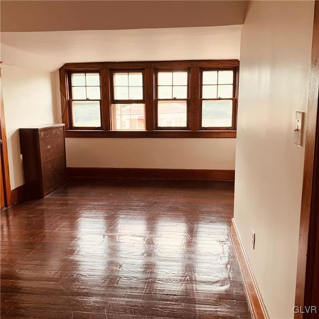 spare room featuring dark wood-type flooring