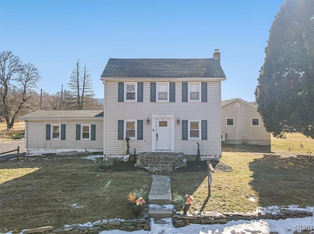 colonial house with a front lawn