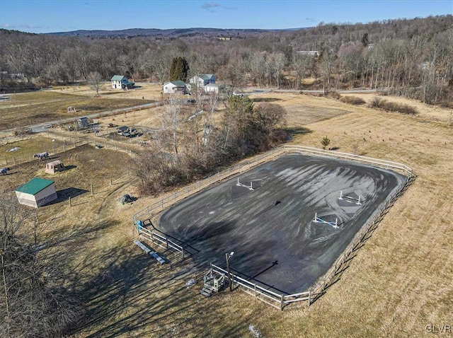 aerial view with a rural view