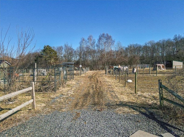 view of street with a rural view