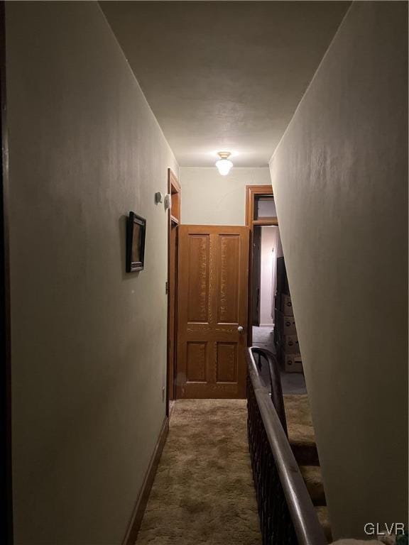 hall with dark carpet