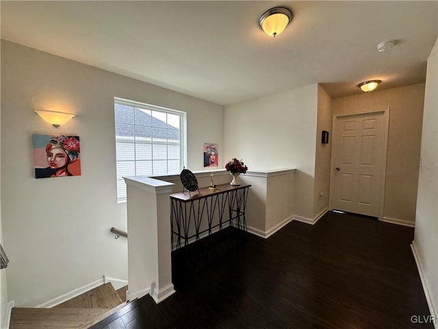 corridor with dark hardwood / wood-style floors