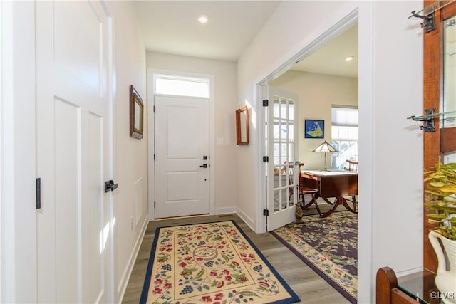 foyer entrance featuring light hardwood / wood-style floors