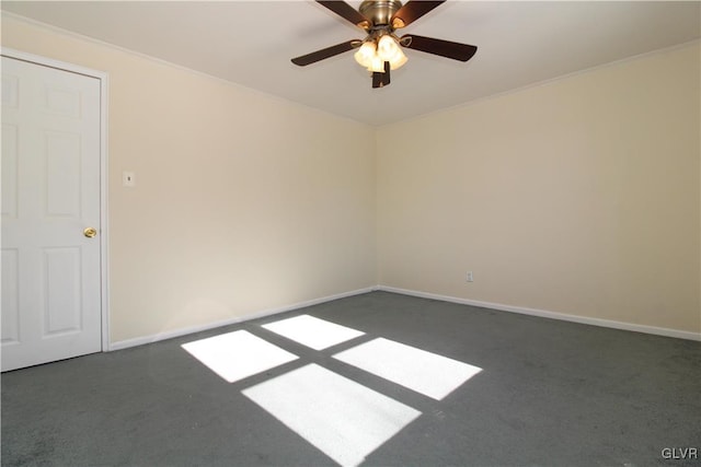 carpeted empty room with ceiling fan