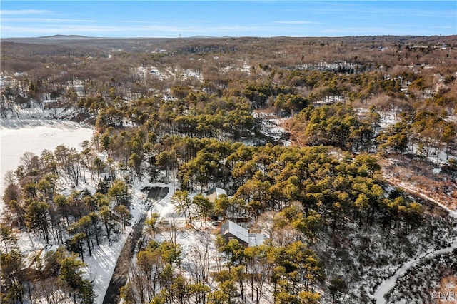 snowy aerial view featuring a mountain view