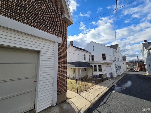 exterior space with a garage