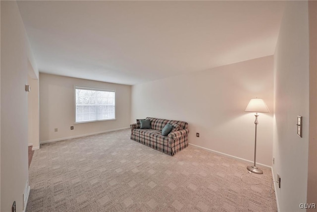 sitting room with light carpet