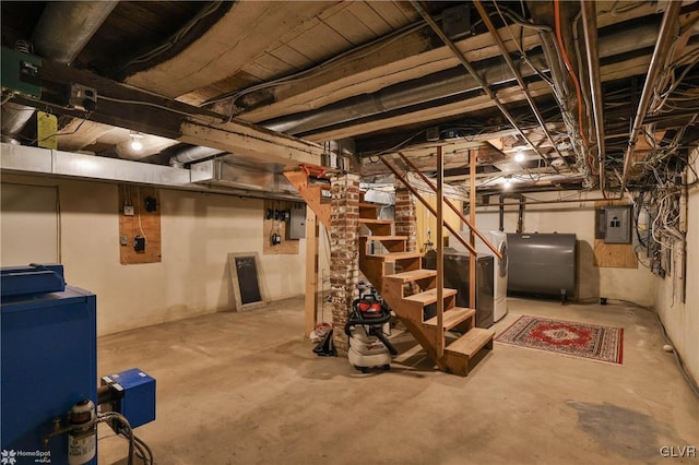 basement featuring electric panel