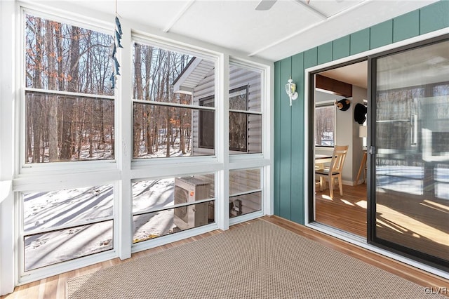 view of unfurnished sunroom