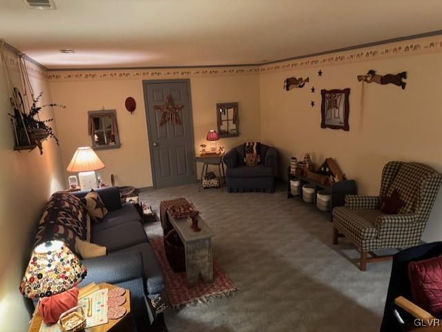 living room featuring carpet flooring