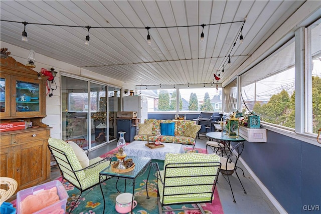 sunroom / solarium with rail lighting