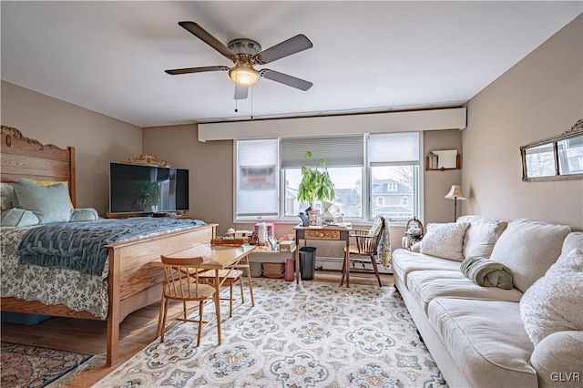 bedroom with light hardwood / wood-style floors