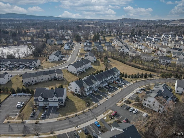 aerial view with a mountain view