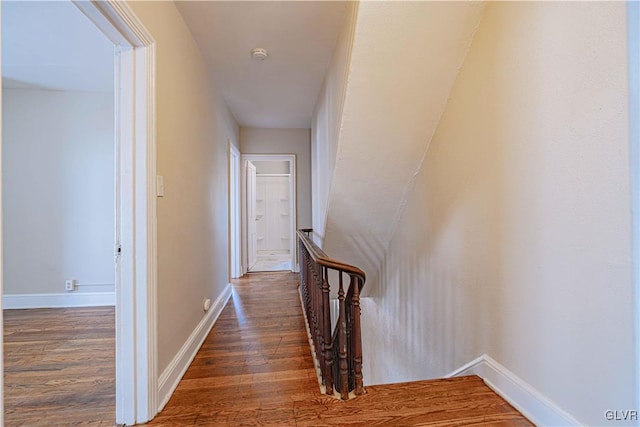 hallway featuring dark hardwood / wood-style flooring