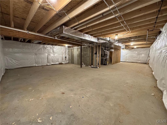 basement featuring water heater