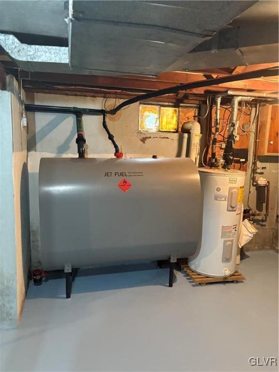 utility room with electric water heater