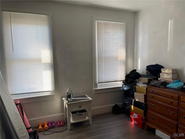 bedroom featuring dark wood-type flooring