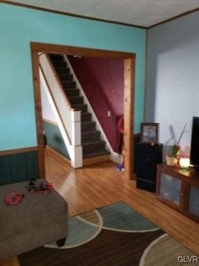 living room with hardwood / wood-style floors