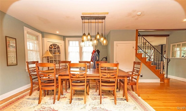 dining room with light hardwood / wood-style floors