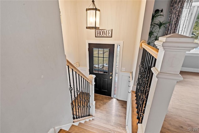 foyer entrance featuring light hardwood / wood-style flooring