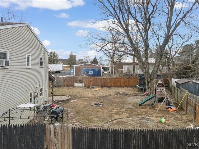 view of yard with a playground