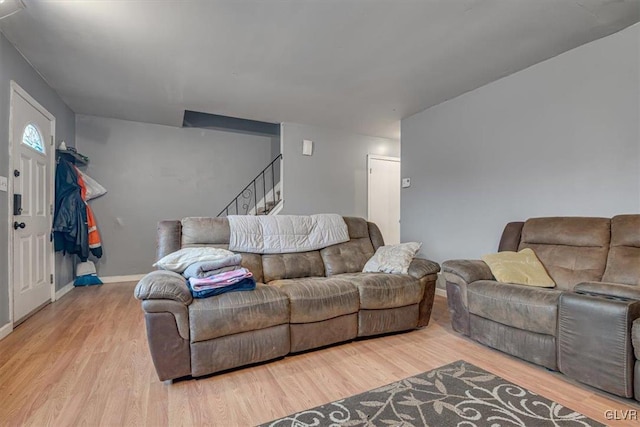 living room with light wood-type flooring