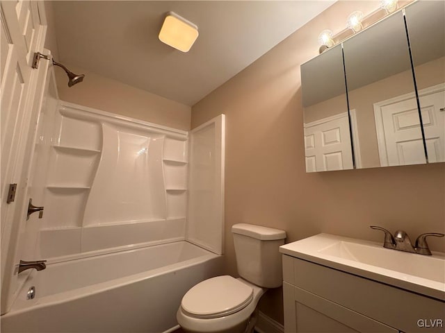 full bathroom featuring vanity, toilet, and shower / bath combination