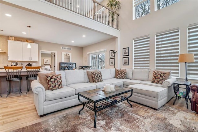 living room featuring light hardwood / wood-style floors