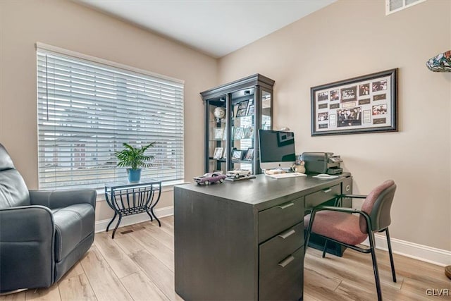 office featuring light wood-type flooring