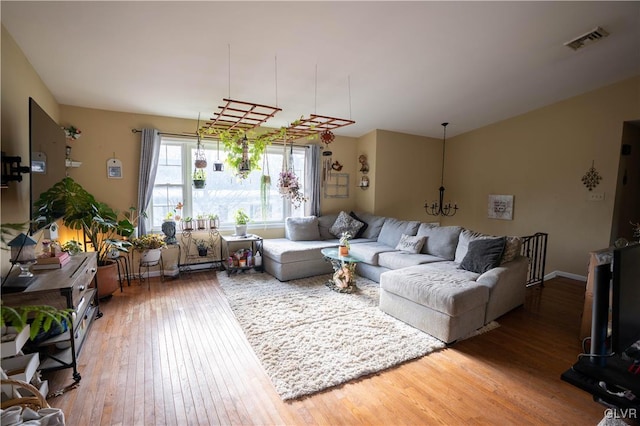 living room with wood-type flooring