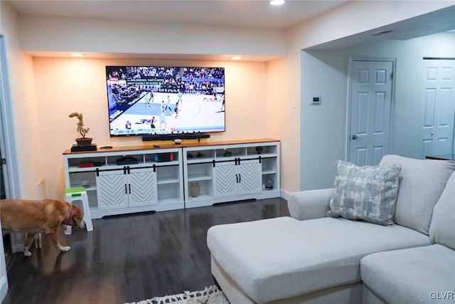 living room featuring dark hardwood / wood-style flooring