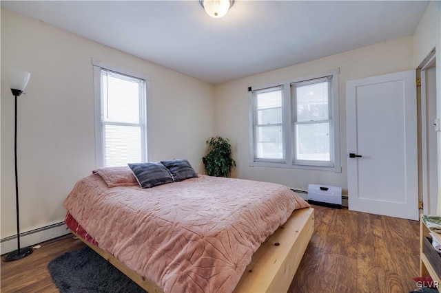349 Carlton Rd, Paradise Twp, PA 18344 - bedroom with a baseboard heating unit and dark wood-style floors