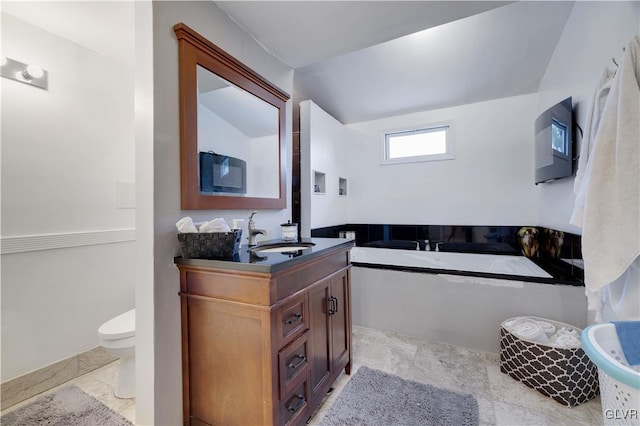 349 Carlton Rd, Paradise Twp, PA 18344 - bathroom with toilet, vanity, and a garden tub