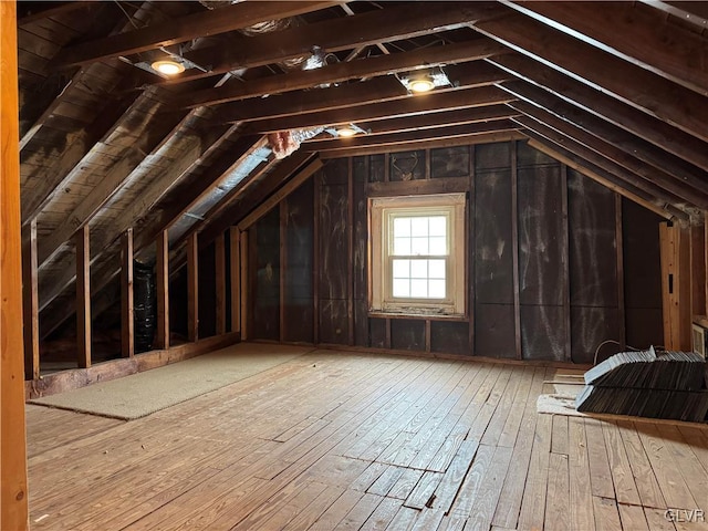 view of unfinished attic