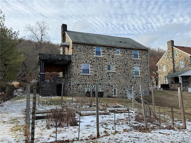 view of snow covered exterior