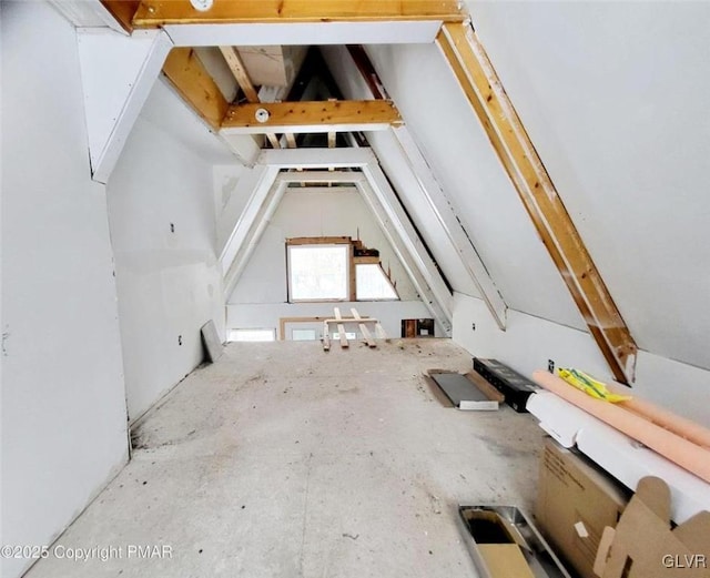 view of unfinished attic