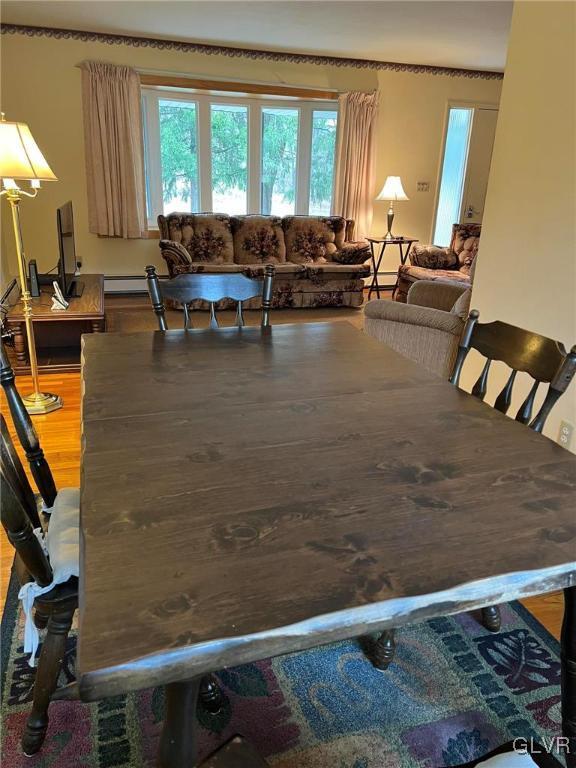 dining area with wood-type flooring