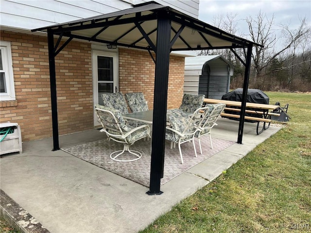 view of patio / terrace featuring a gazebo