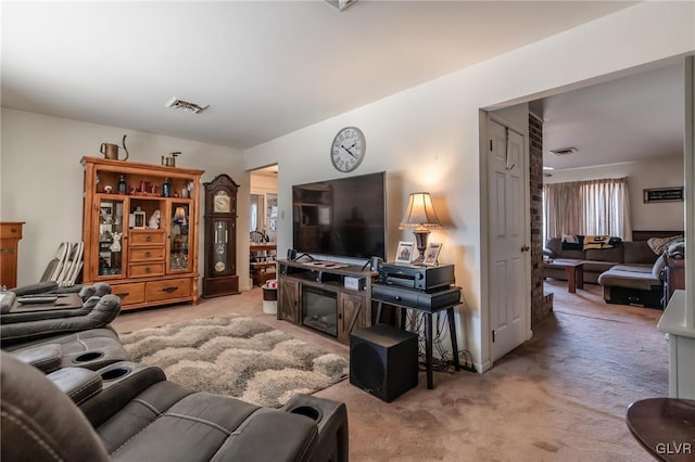 living room featuring carpet flooring